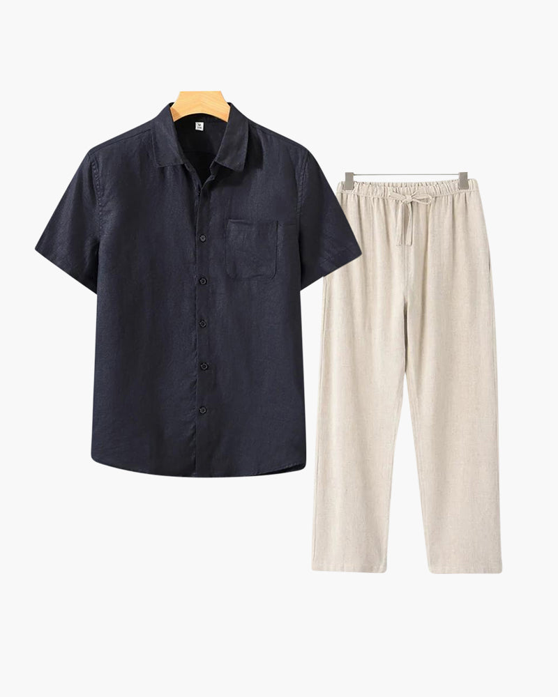 Ensemble en lin Old Money (pantalon &amp; chemise)